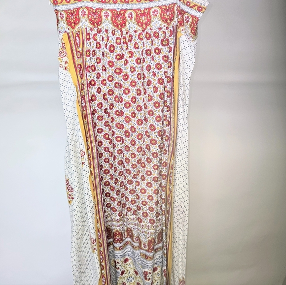 BOSTON PROPER BOHEMIAN STYLE LONG DRESS. 2 overlays. White, red. Size 4 - Picture 5 of 9